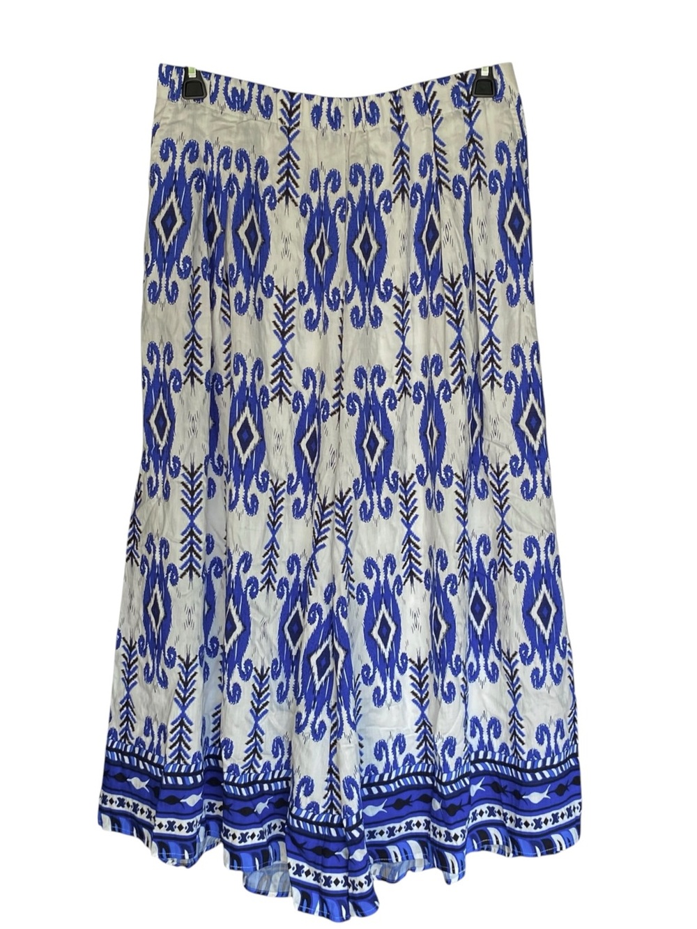 Umgee Geometric Aztec Pull On Pants Lined Elastic Waist Blue Boho Size Large NWT